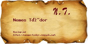 Nemes Tódor névjegykártya